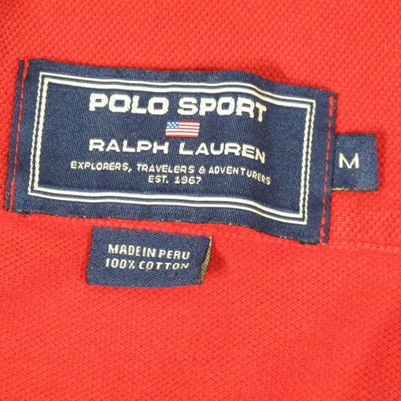 Polo Ralph Lauren Shirt Mens Medium Red Polo Sport Mesh Buttonless Collar Logo - Picture 2 of 6